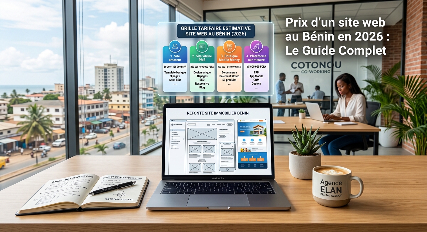 Illustration de l’article Combien coûte réellement un site internet professionnel au Bénin en 2026 ? (Le guide sans filtre)
